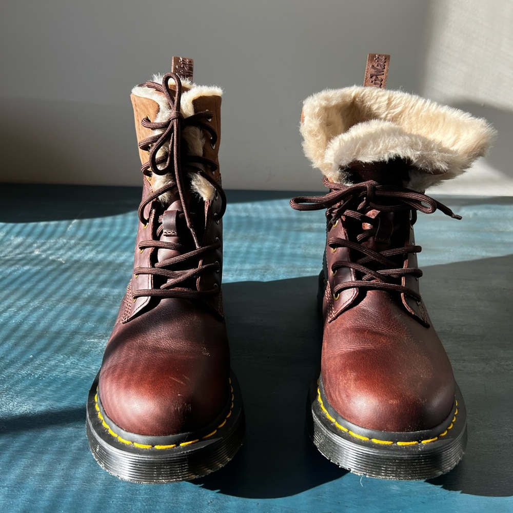 Faux fur Dr. Martens AirWair boots size 9